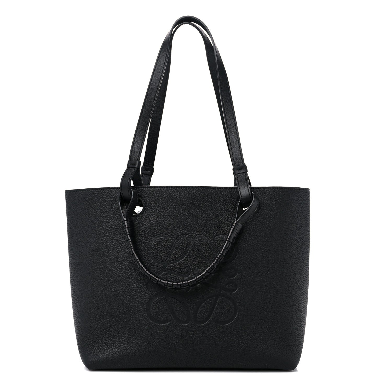 Loewe Grained Calfskin Small Anagram Tote Black 1 of 8