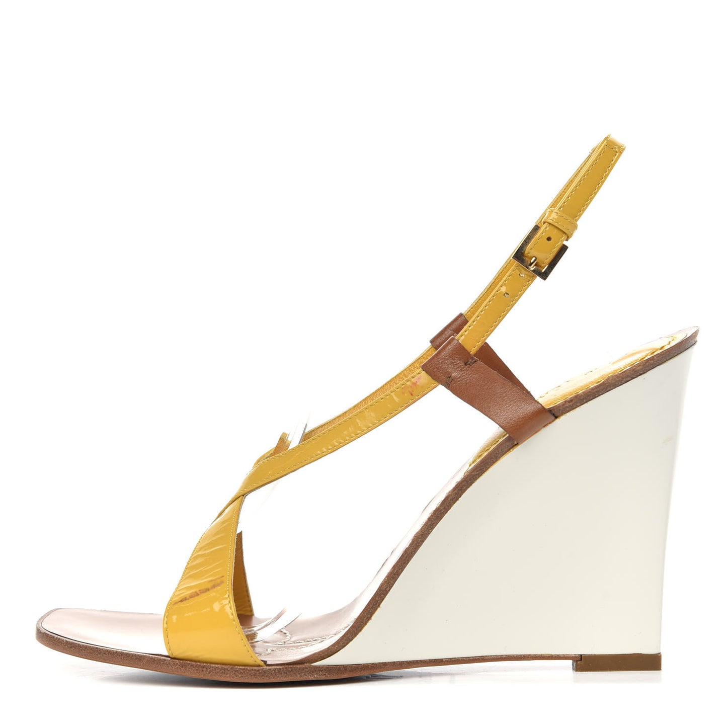 Patent Wedge Sandals 39.5 Yellow