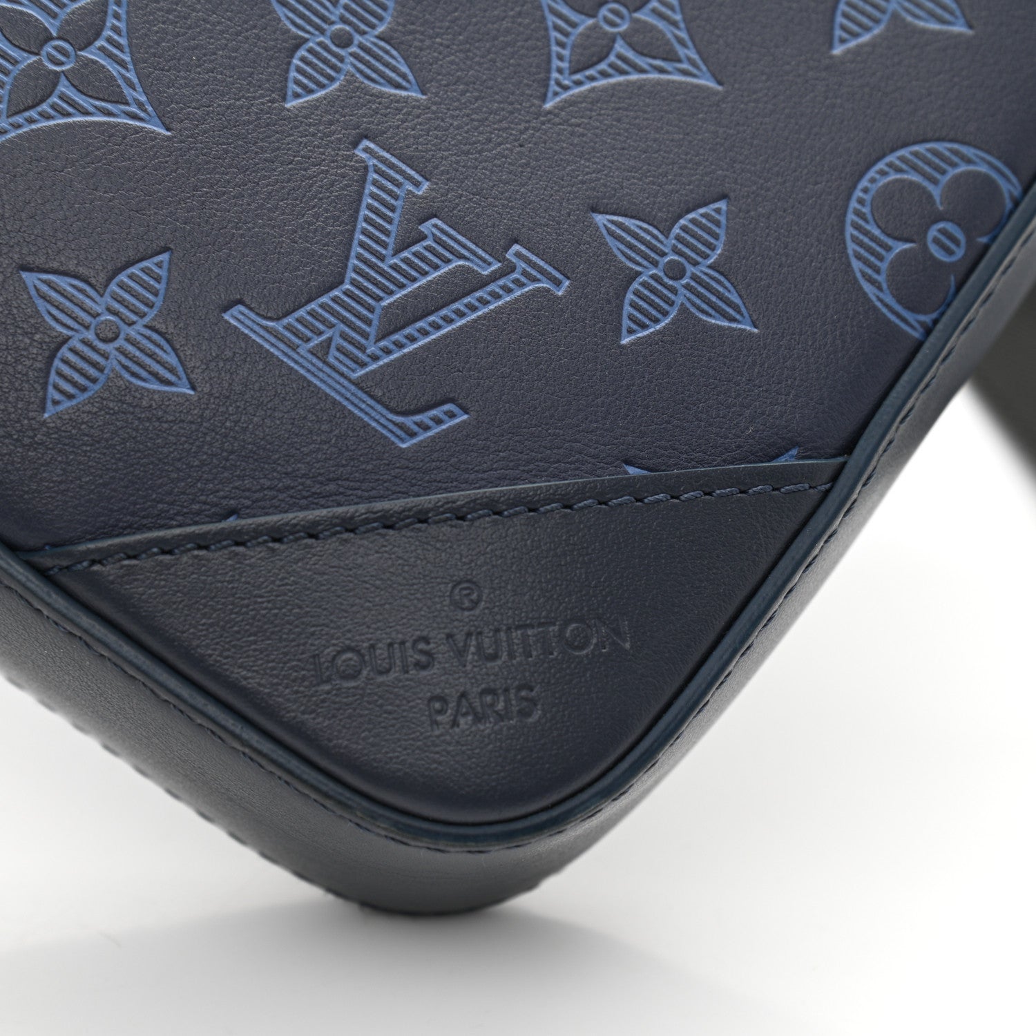 Louis Vuitton Calfskin Monogram Shadow Duo Messenger Navy Blue 6 of 10