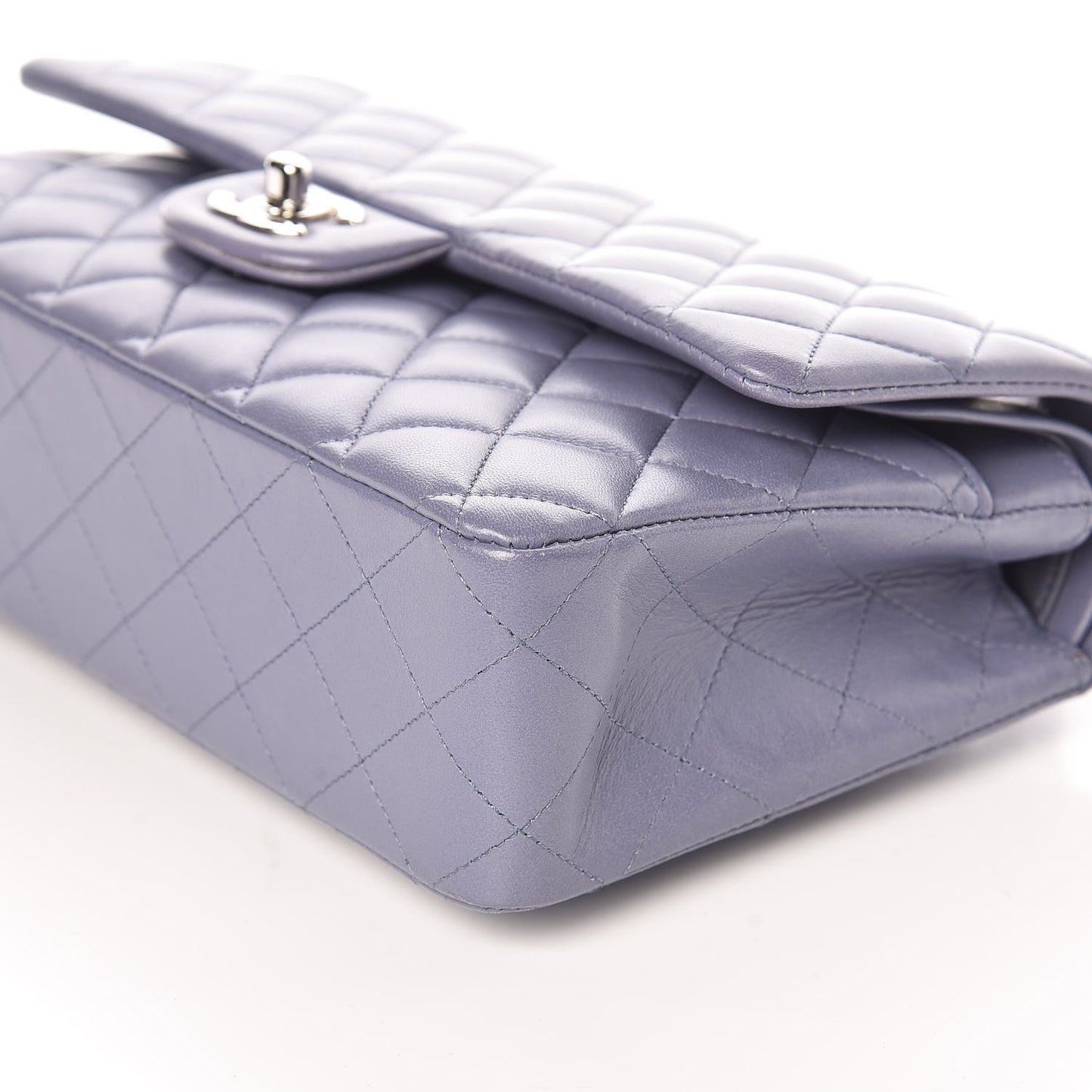 Lambskin Quilted Medium Double Flap Light Purple