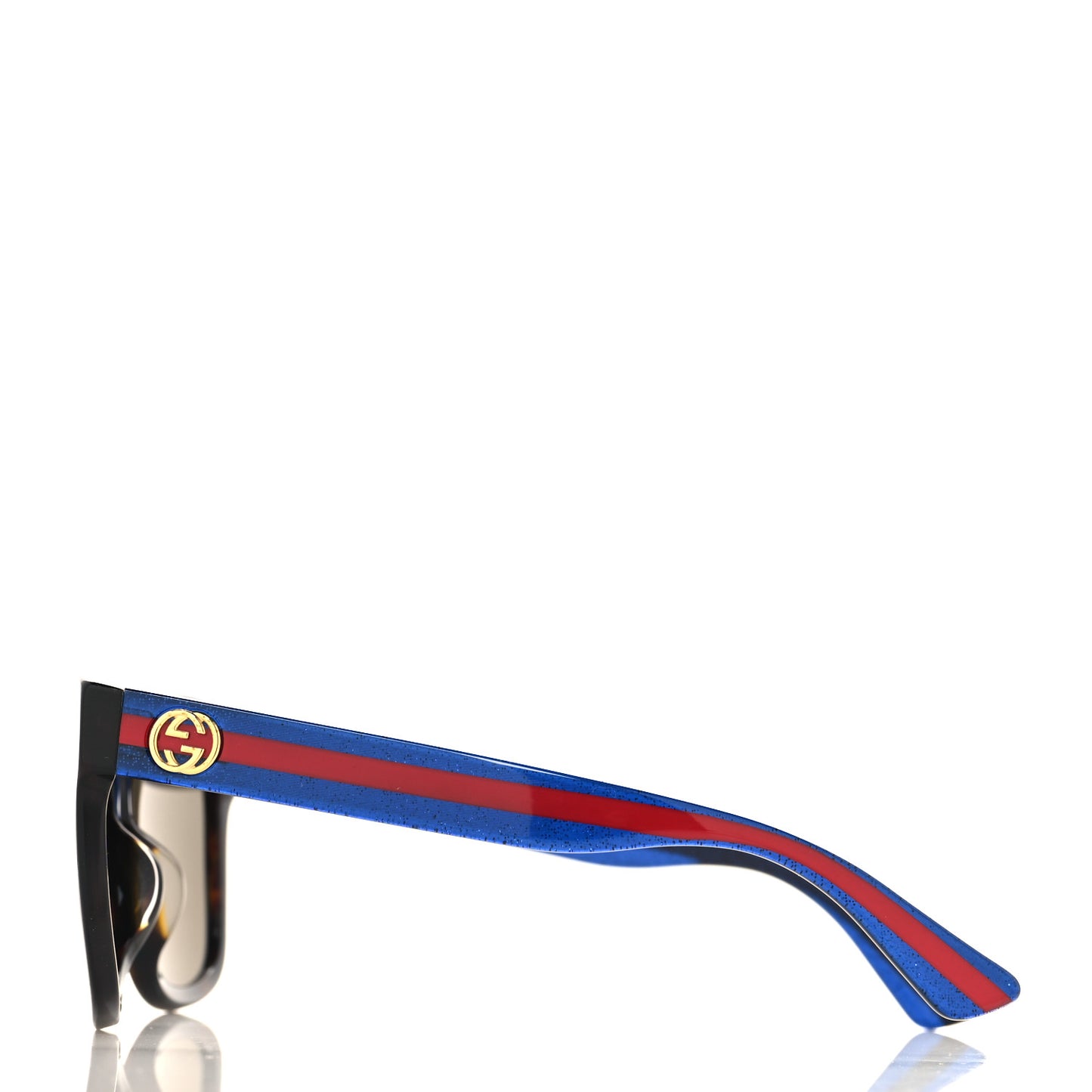 Square Frame Glitter Sunglasses GG0034SA Tortoise Blue