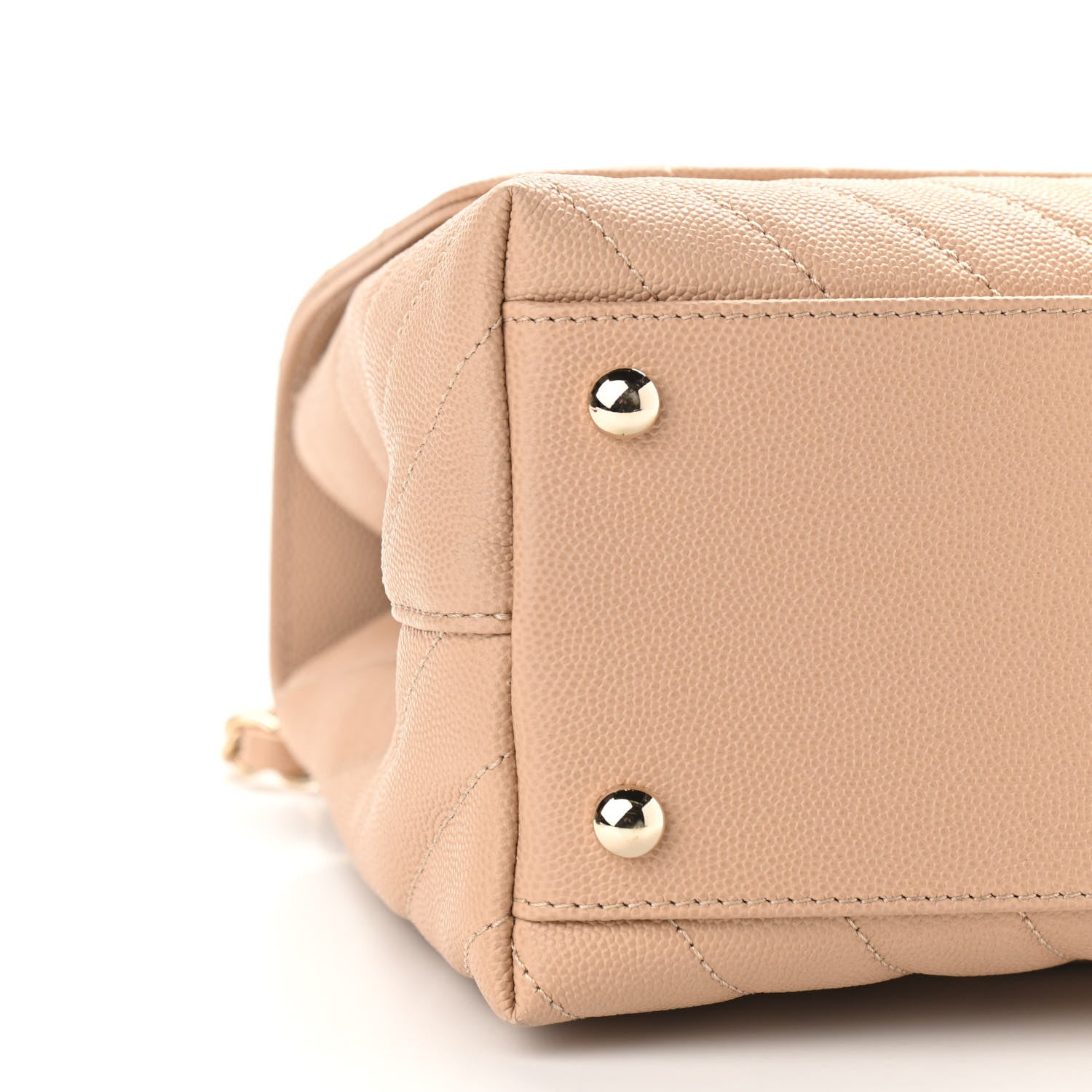 Chanel Caviar Chevron Quilted Small Coco Handle Flap Beige 9 of 11
