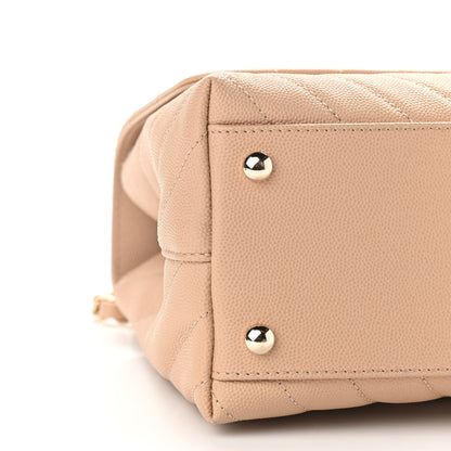 Chanel Caviar Chevron Quilted Small Coco Handle Flap Beige 9 of 11