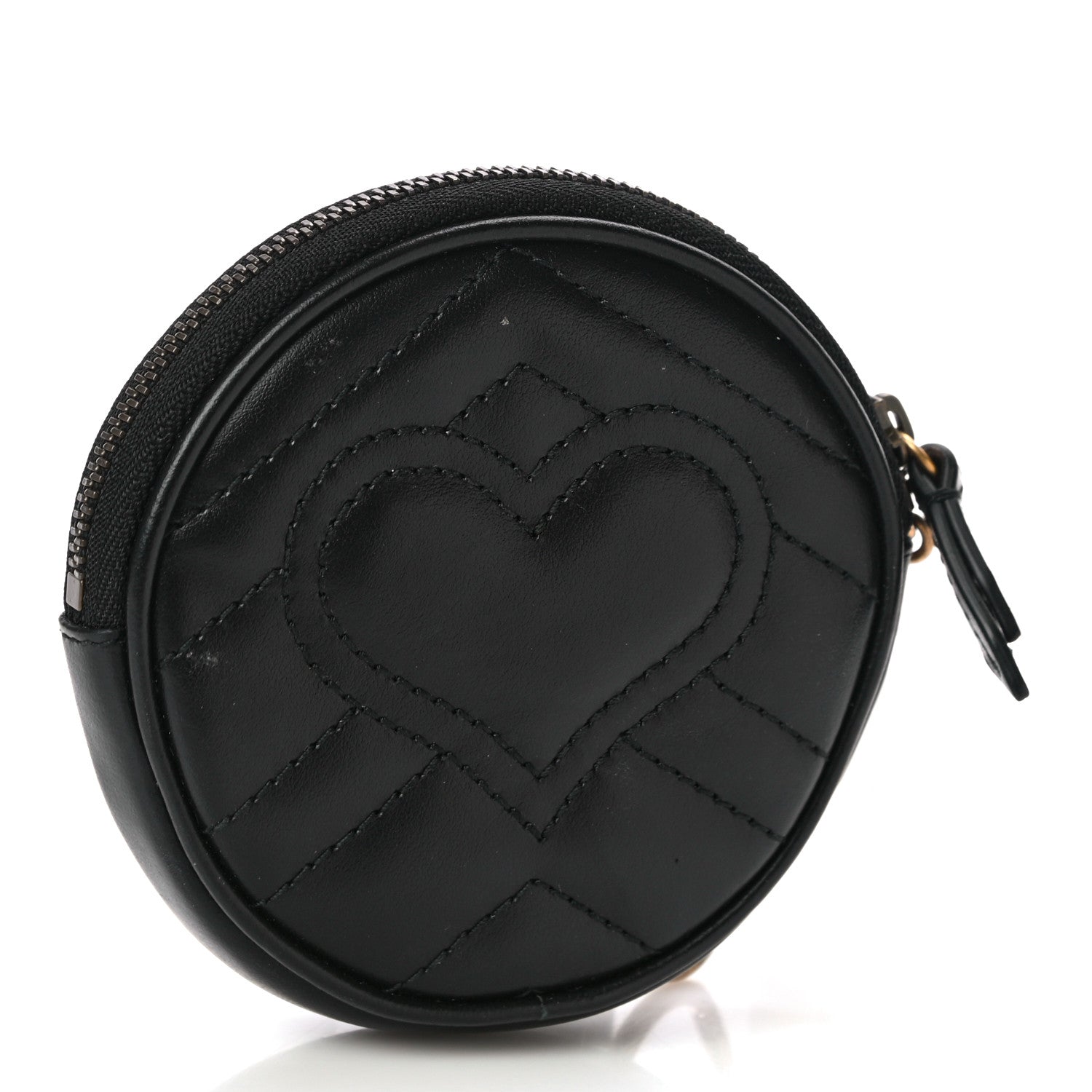 Gucci Calfskin Matelasse GG Marmont Round Coin Purse Black 3 of 13