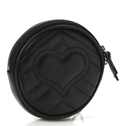 Gucci Calfskin Matelasse GG Marmont Round Coin Purse Black 3 of 13
