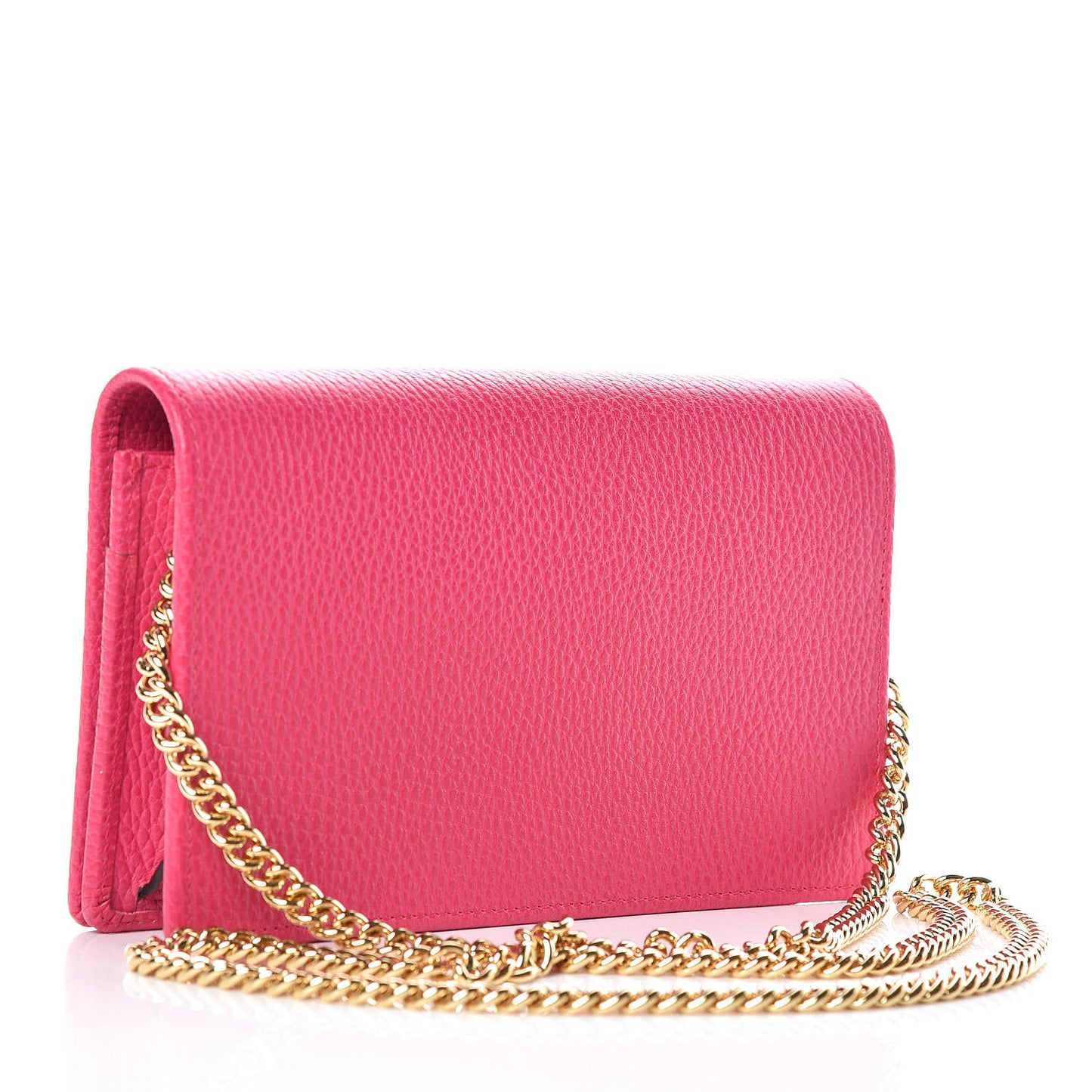 Dollar Calfskin Mini GG Marmont Chain Wallet Box Pink