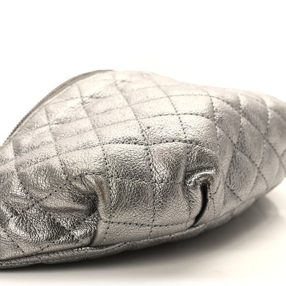 Chanel Metallic Goatskin Quilted Banane Waist Bag Fanny Pack Silver 8 of 13