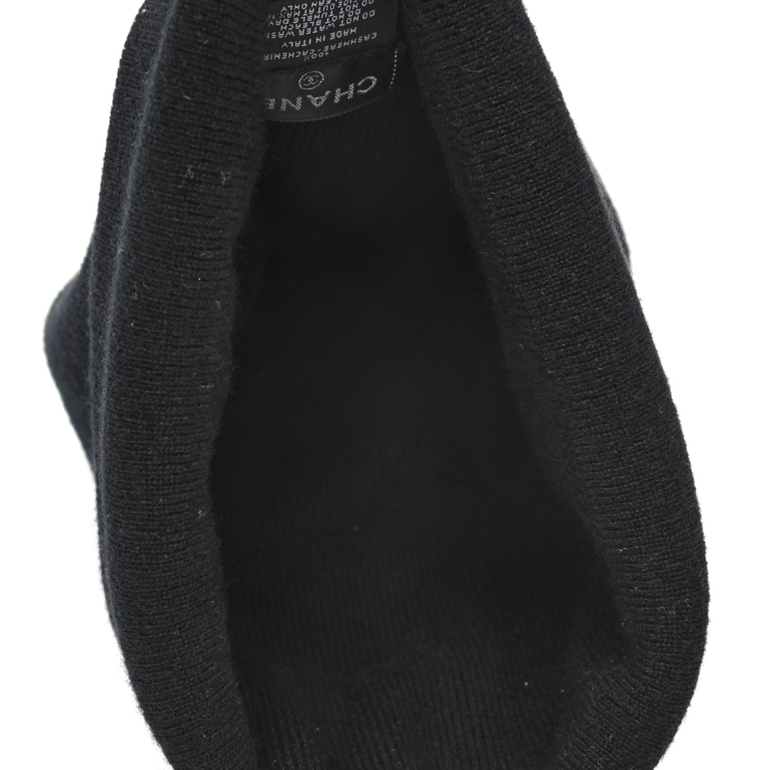 Chanel Cashmere CC Beanie Hat Black 4 of 5