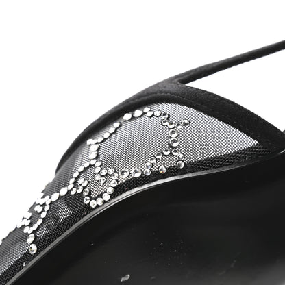 Gucci Tela Retino Kid Scamosciato Crystal GG Monogram Square Demi Ballet Flats 37 Black 9 of 11