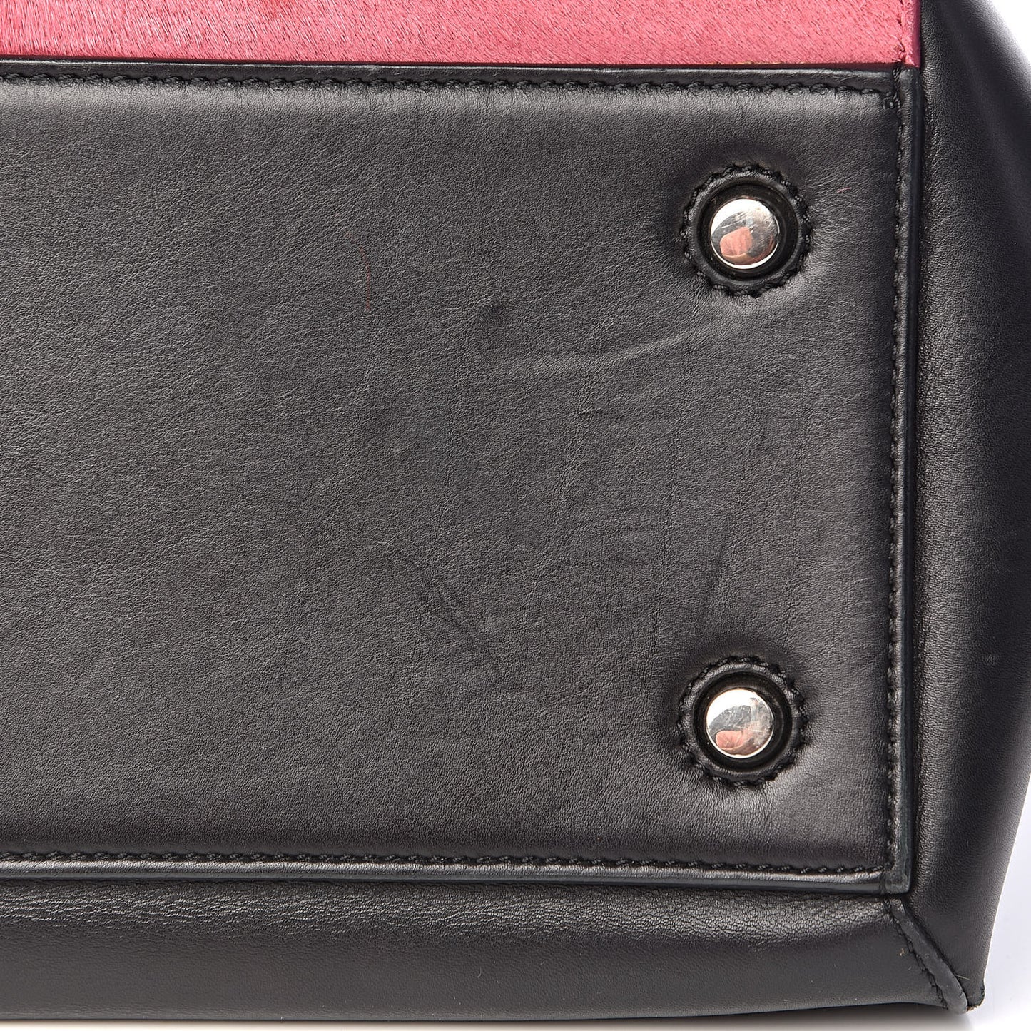 Pony Hair Calfskin Small Tri-Color Edge Shoulder Bag Pink