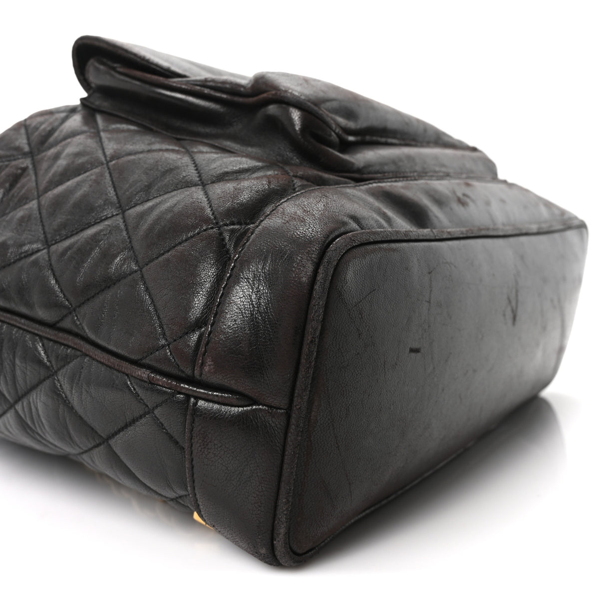 Chanel Lambskin Quilted Drawstring Backpack Brown 10 of 11