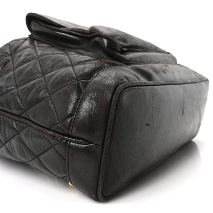 Chanel Lambskin Quilted Drawstring Backpack Brown 10 of 11