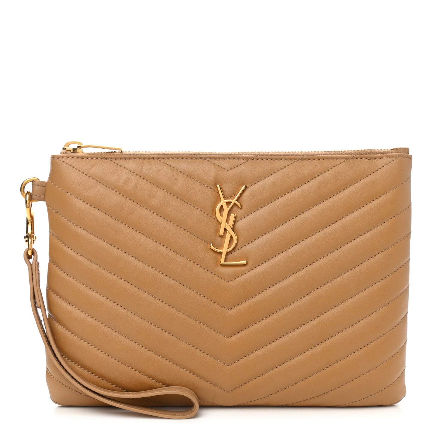 Calfskin Matelasse Chevron Monogram A5 Wristlet Dune