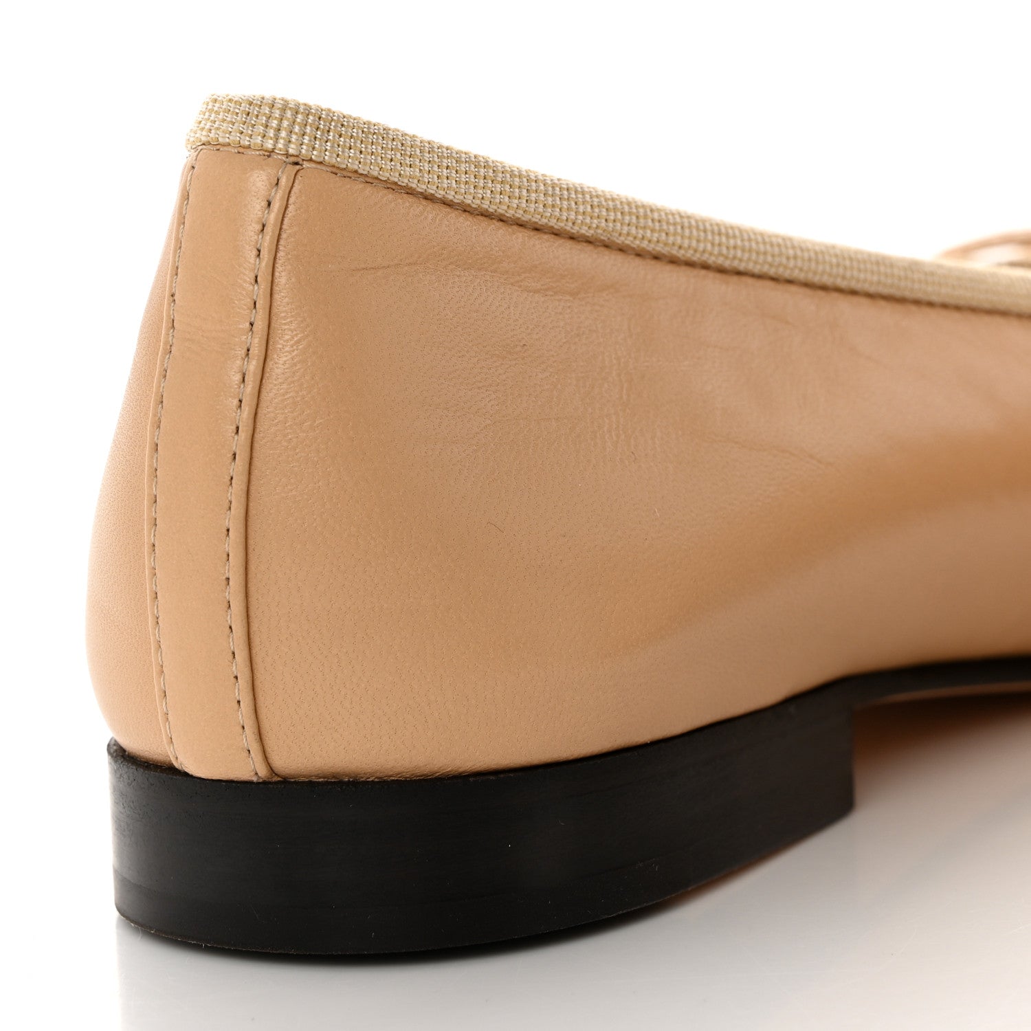 Chanel Lambskin Cap Toe CC Ballerina Flats 36 Beige Black 9 of 10