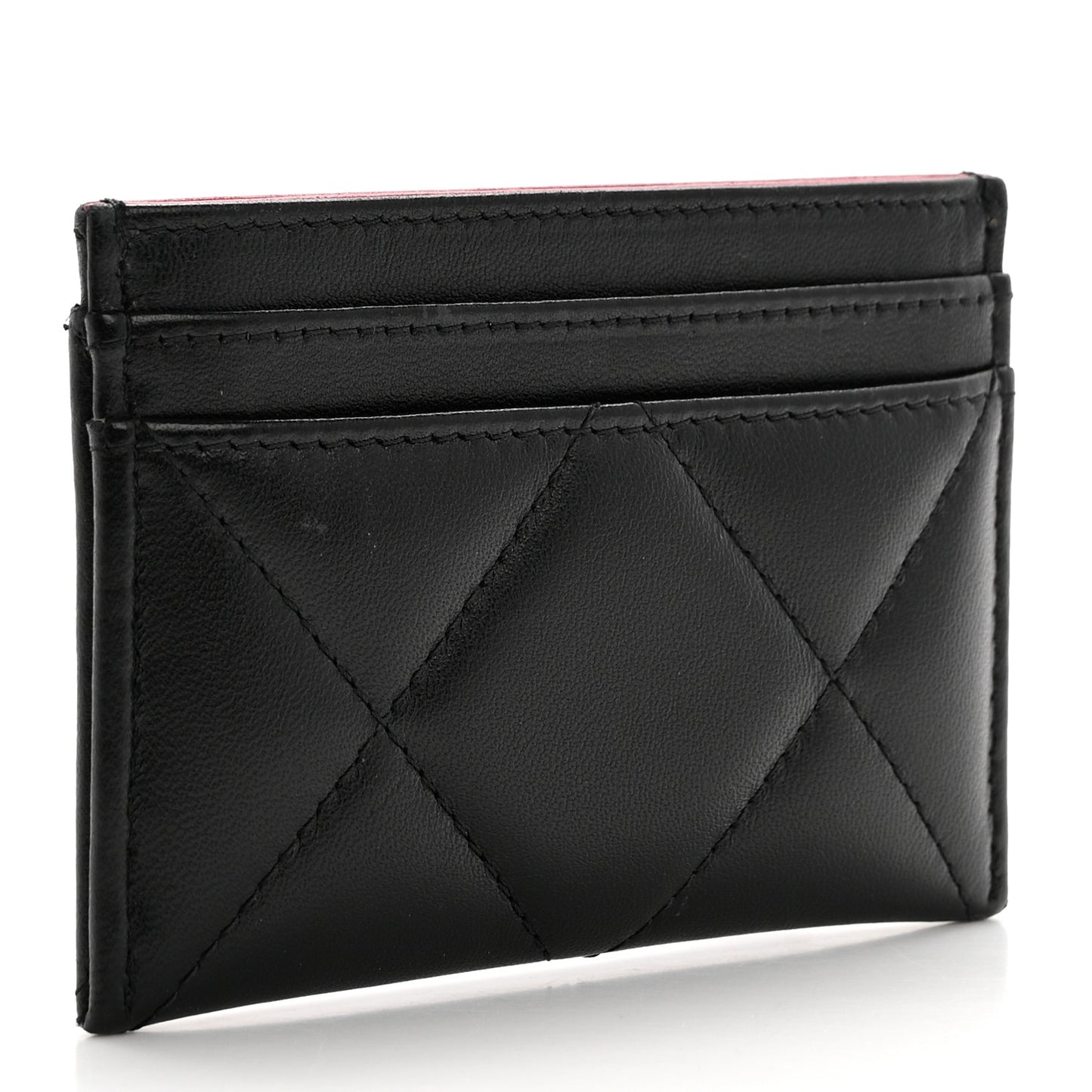 Lambskin Quilted Chanel 19 Card Holder Black