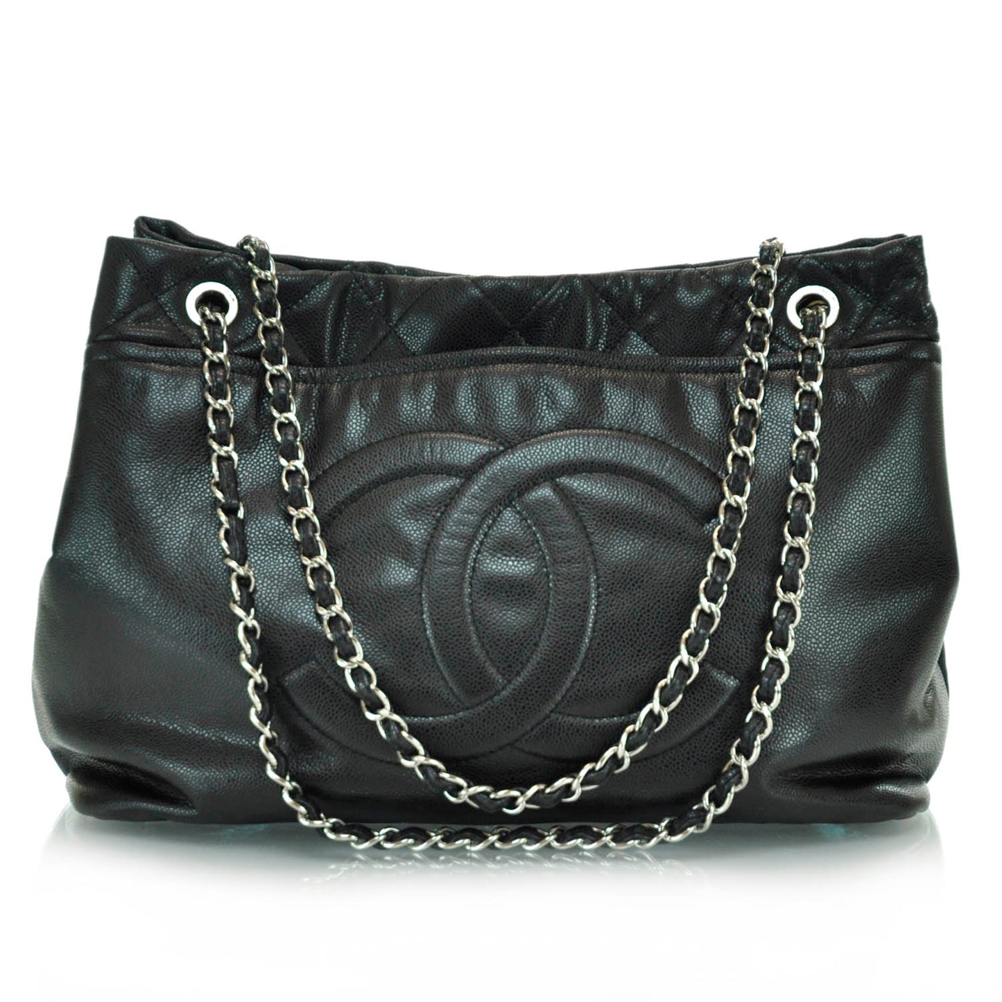 Washed Caviar Timeless Large Shopping Tote Black