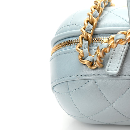 Chanel Lambskin Quilted CC Bubble Vanity Case With Chain Light Blue 13 of 13