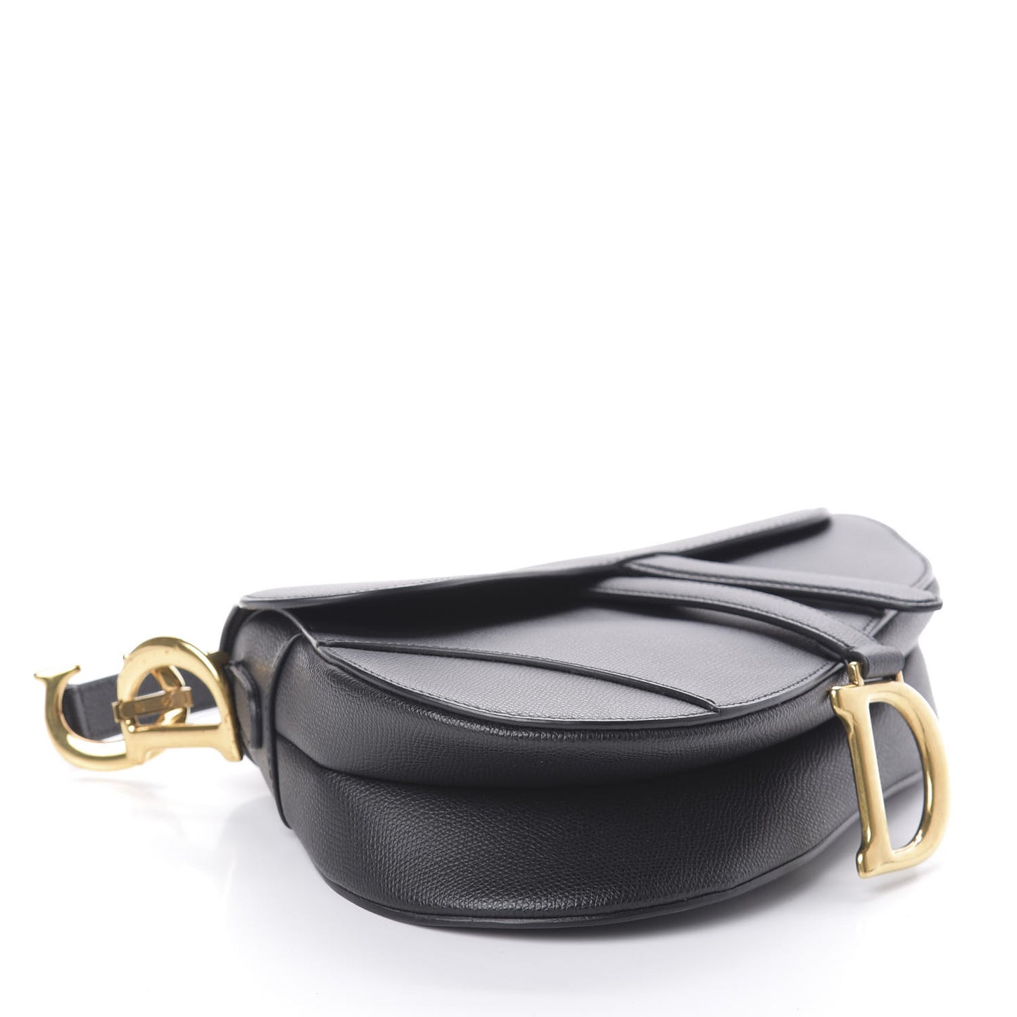 Grained Calfskin Saddle Bag Black