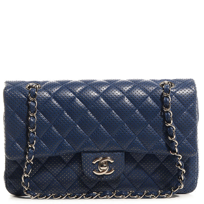 Chanel Lambskin Perforated Medium Double Flap Blue 1 of 9