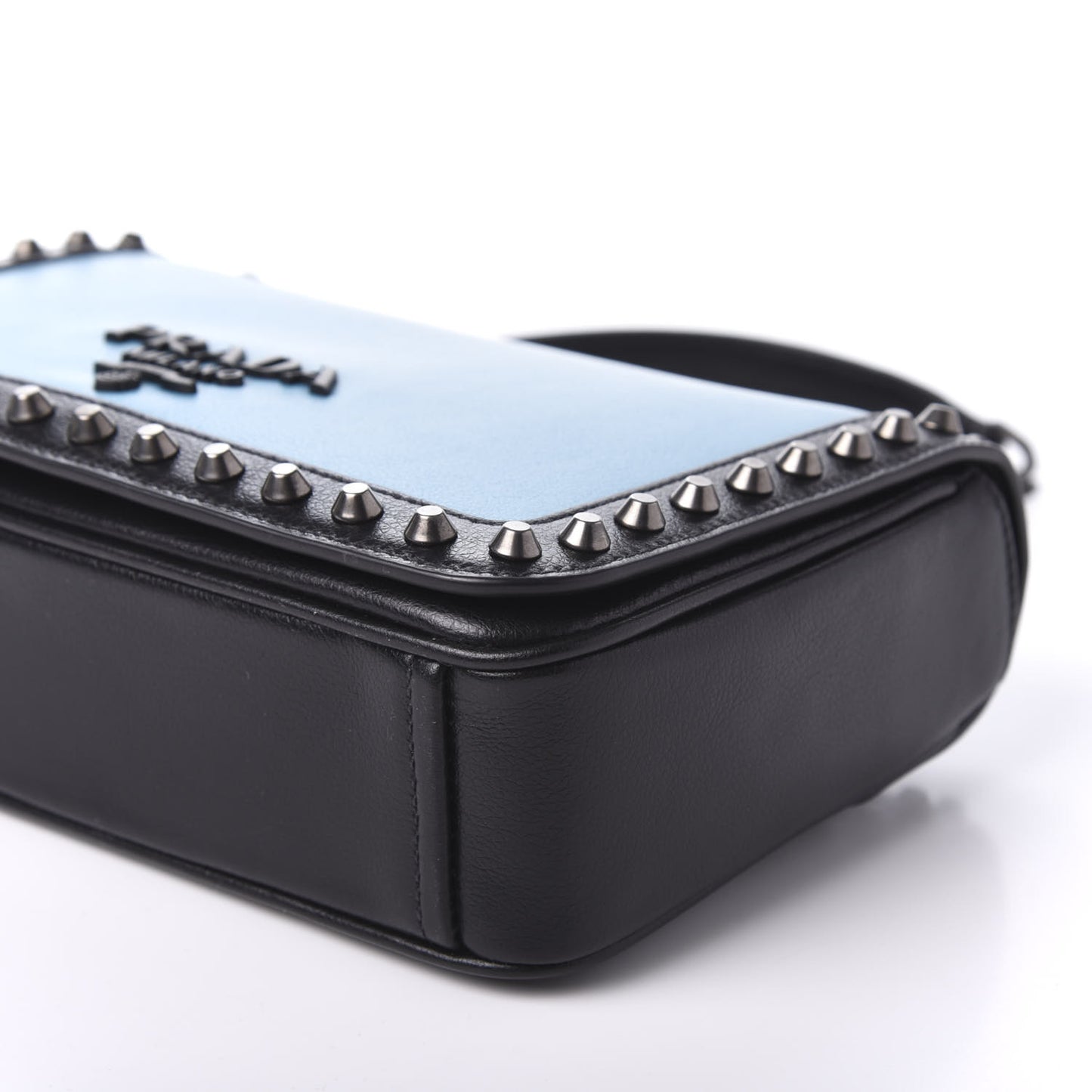 Glace Calfskin Studded Crossbody Turchese Black