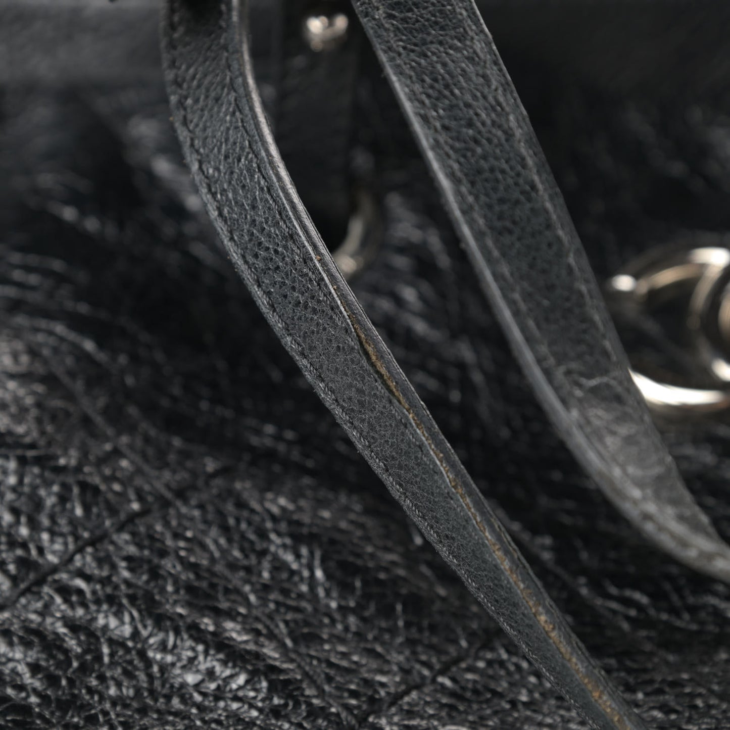 Glazed Calfskin Large On The Road Tote Black