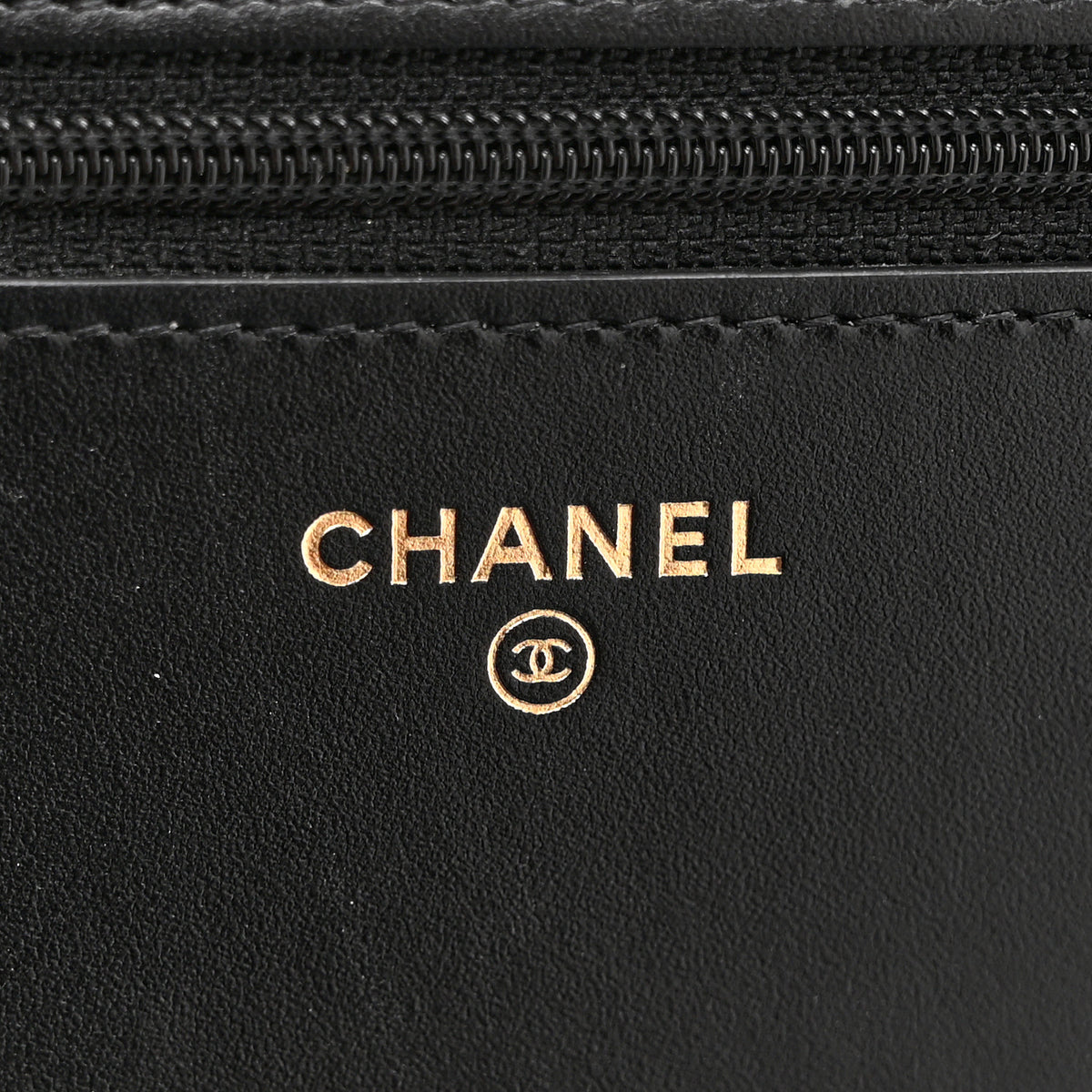 Metallic Caviar Suede Wallet On Chain WOC Gold Black