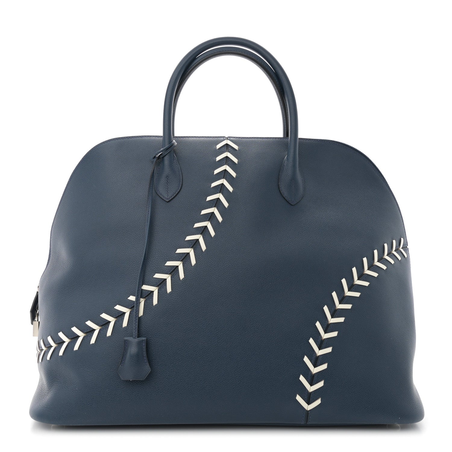 Hermes Evercolor 1923 Bolide 45 Baseball Bag Bleu De Malte Blanc 1 of 11