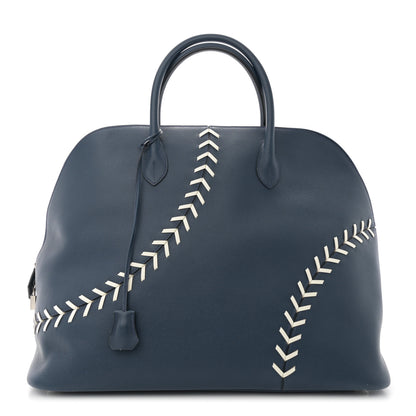 Hermes Evercolor 1923 Bolide 45 Baseball Bag Bleu De Malte Blanc 1 of 11