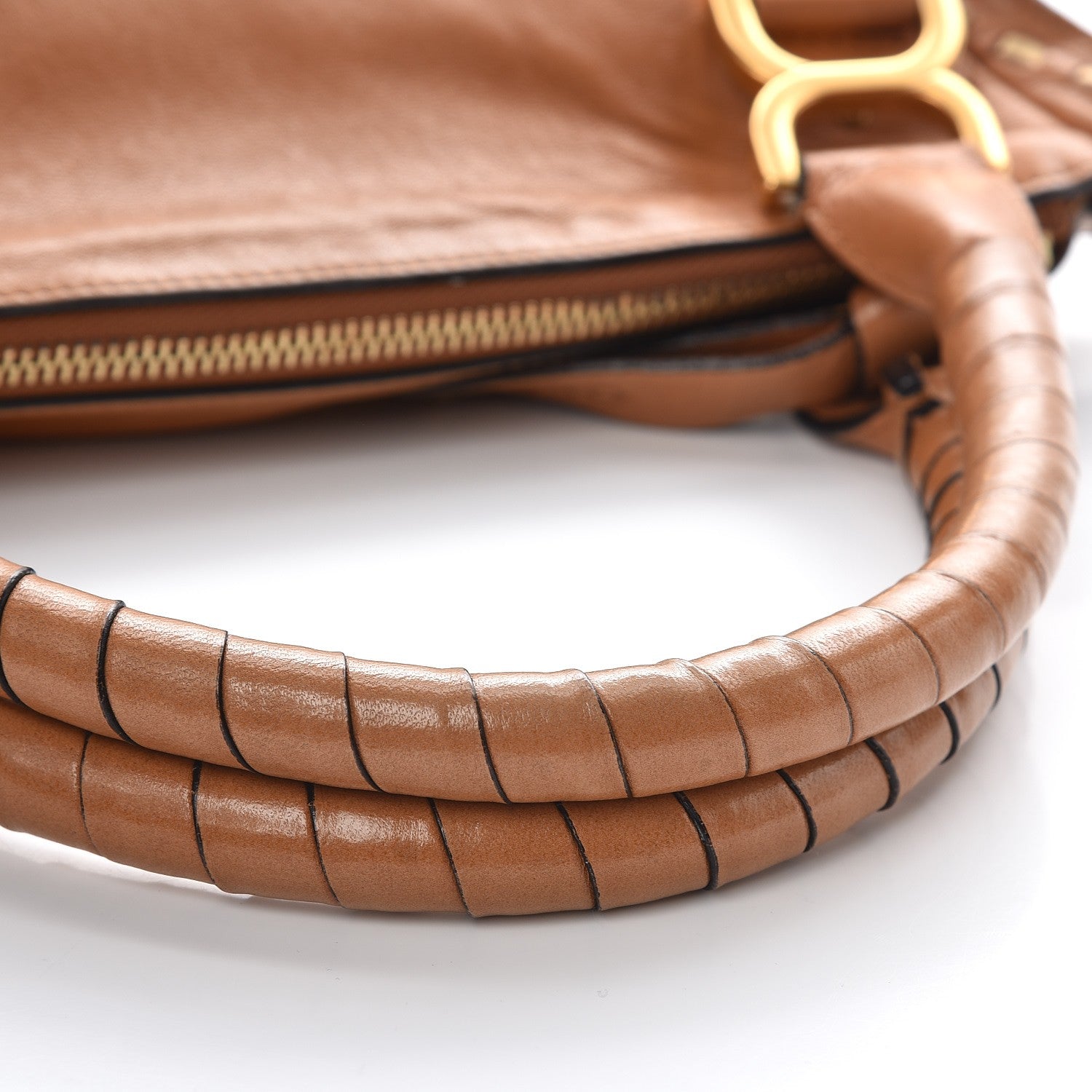 Chloe Calfskin Embroidered Medium Marcie Satchel Tan 12 of 12