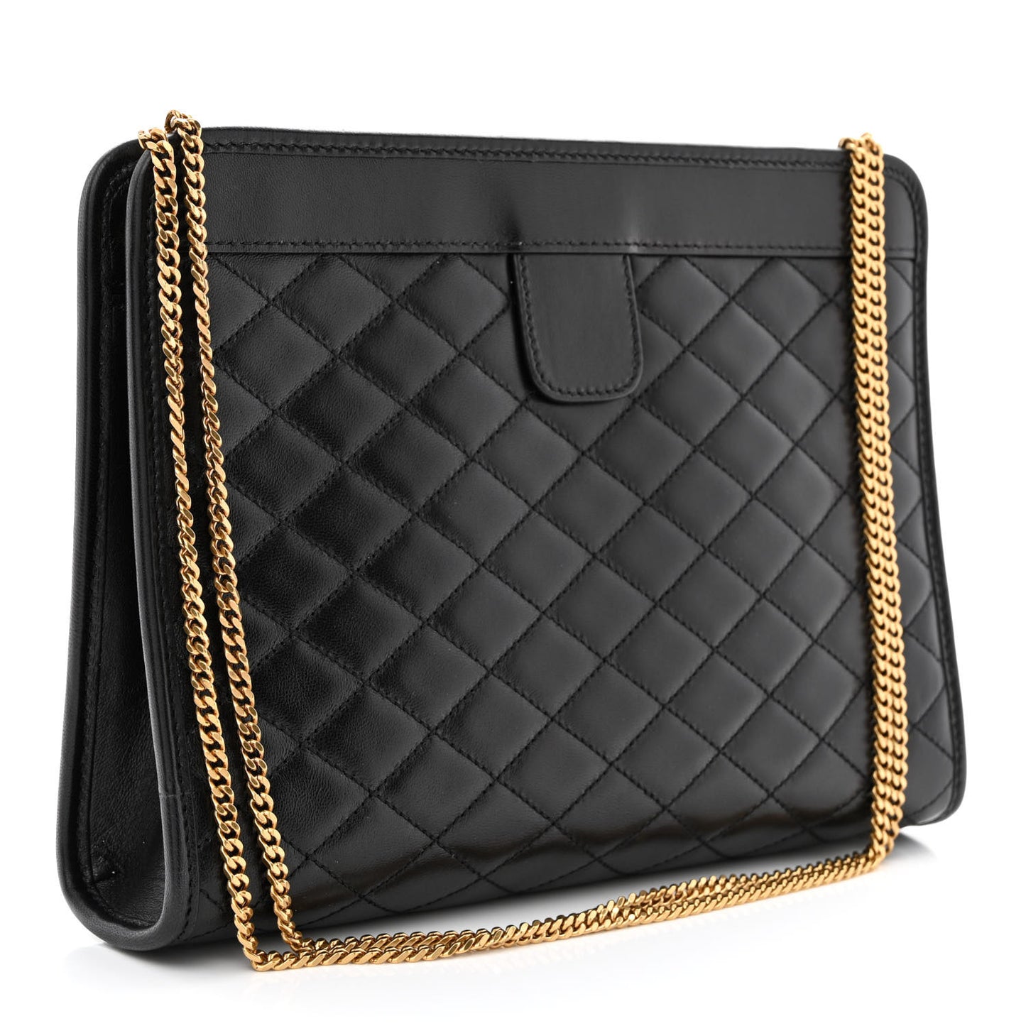 Lambskin Quilted Monogram Baby Victoire Chain Clutch Bag Black