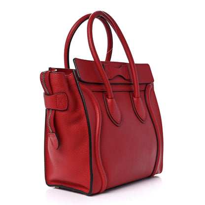 Celine Drummed Calfskin Micro Luggage Red 3 of 12