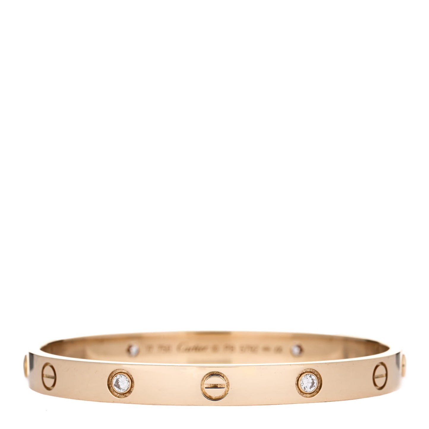 18K Yellow Gold 4 Diamond LOVE Bracelet 17