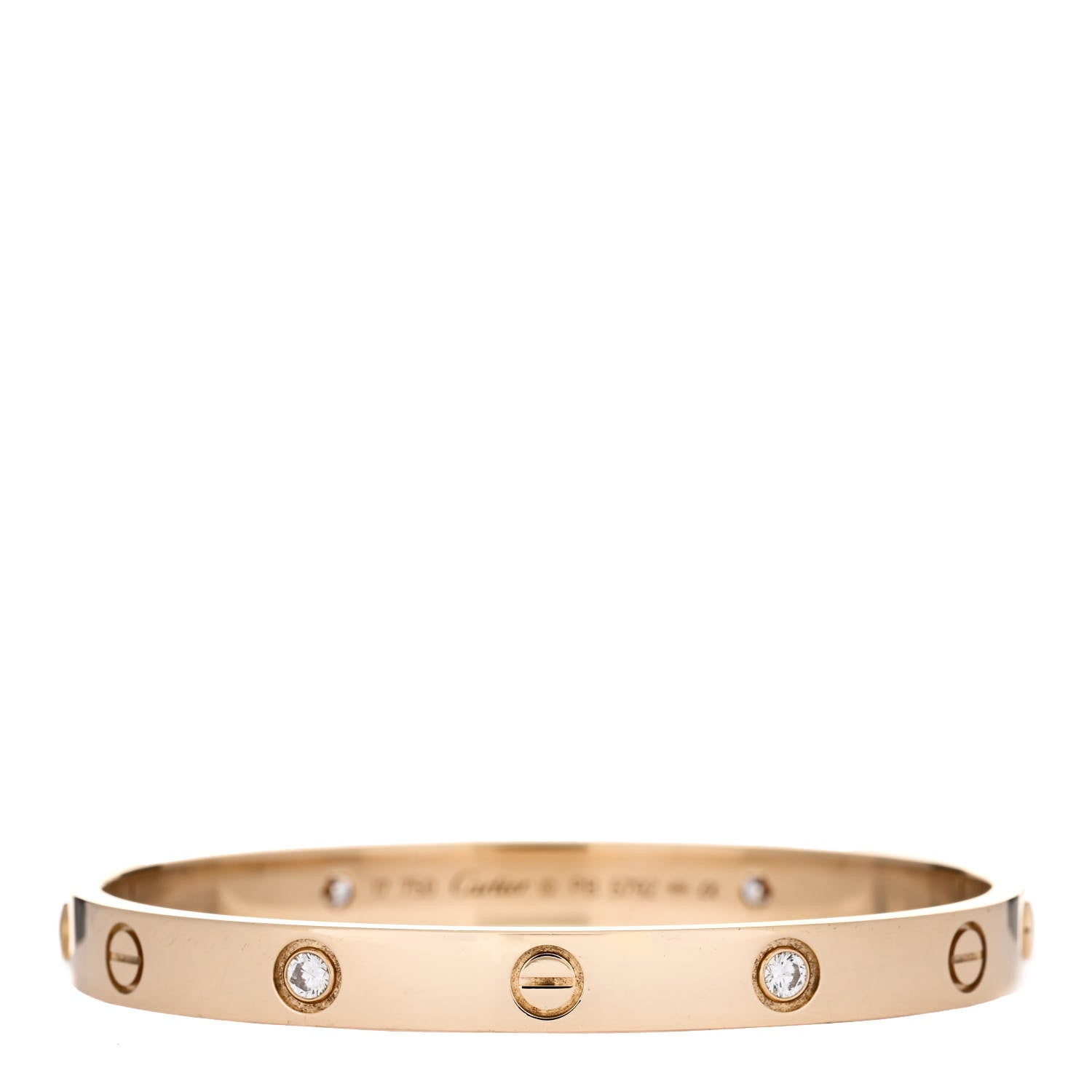 Cartier 18K Yellow Gold 4 Diamond LOVE Bracelet 17 1 of 5