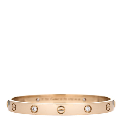 Cartier 18K Yellow Gold 4 Diamond LOVE Bracelet 17 1 of 5