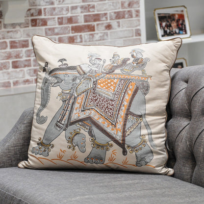 Hermes Cotton Silk Beloved India Decorative Pillow Grey 2 of 7
