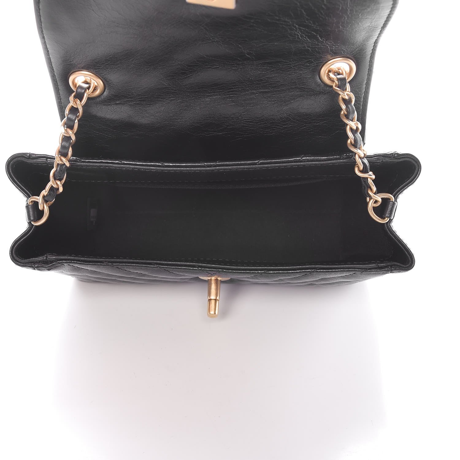 Chanel Glazed Calfskin Chevron Quilted Small Hampton Flap Black 5 of 8