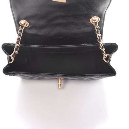Chanel Glazed Calfskin Chevron Quilted Small Hampton Flap Black 5 of 8