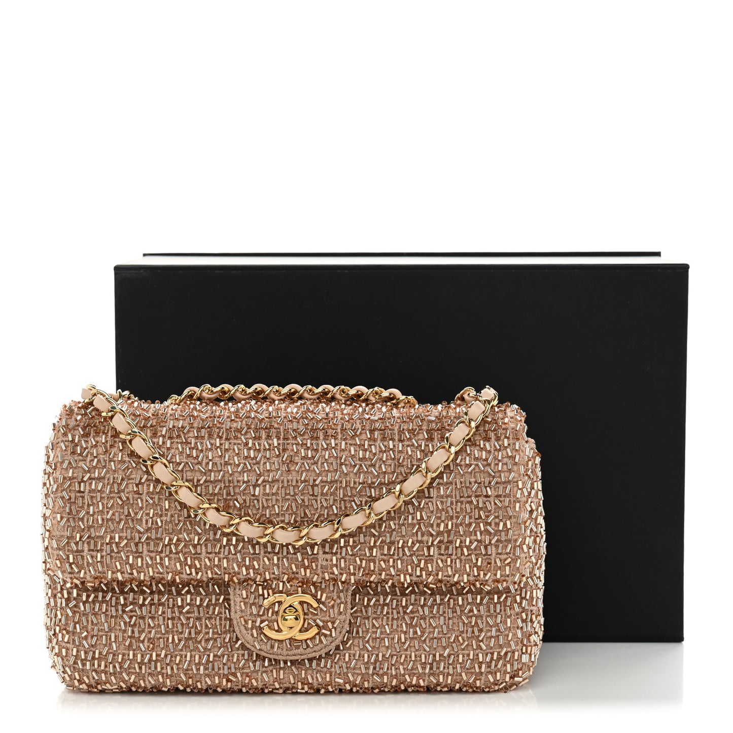 Sequin Knit Pearl Medium Flap Gold