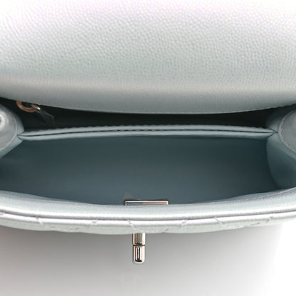 Chanel Iridescent Caviar Quilted Extra Mini Coco Handle Flap Light Blue 5 of 10