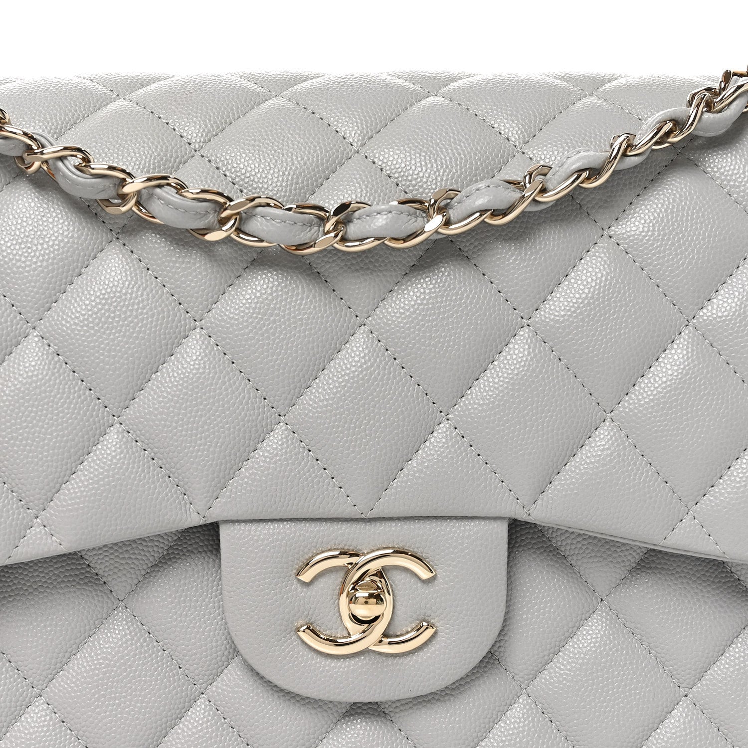 Chanel Caviar Quilted Jumbo Double Flap Grey 8 of 11