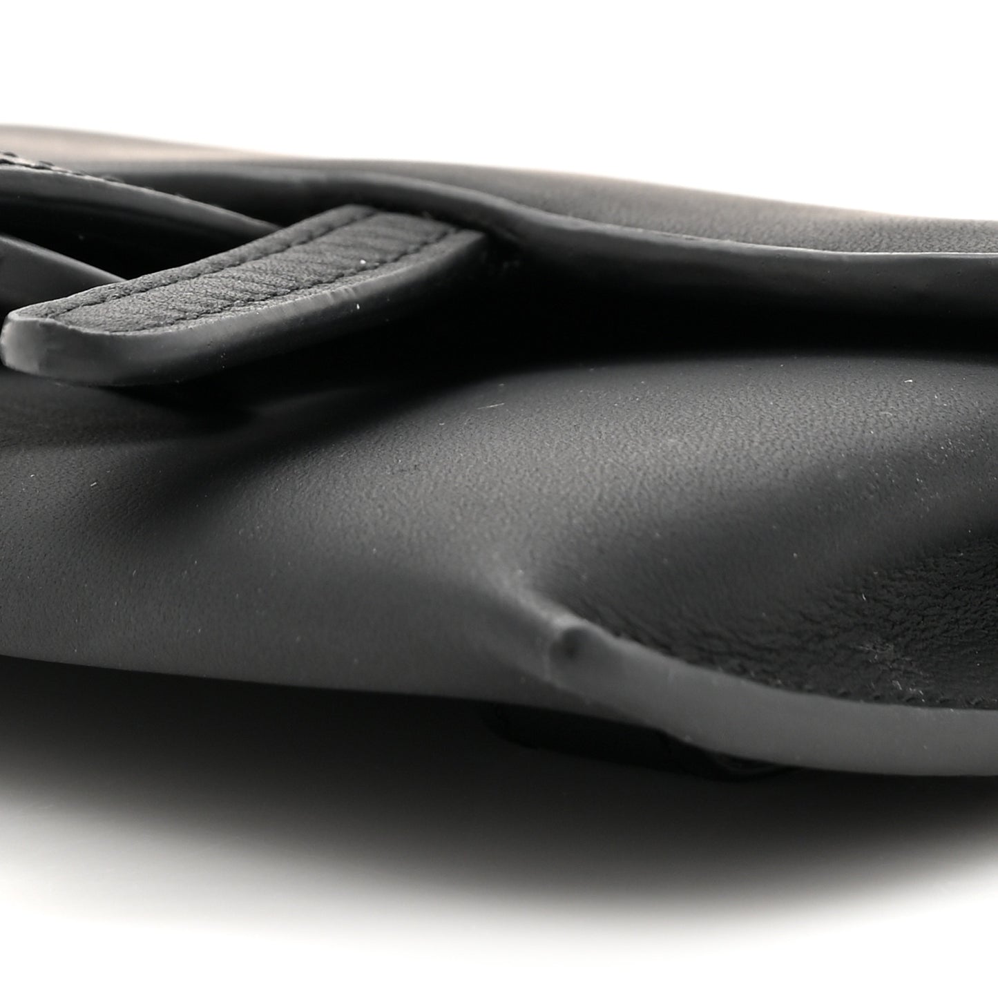 Ultra Matte Calfskin Nano Saddle Chain Pouch Black