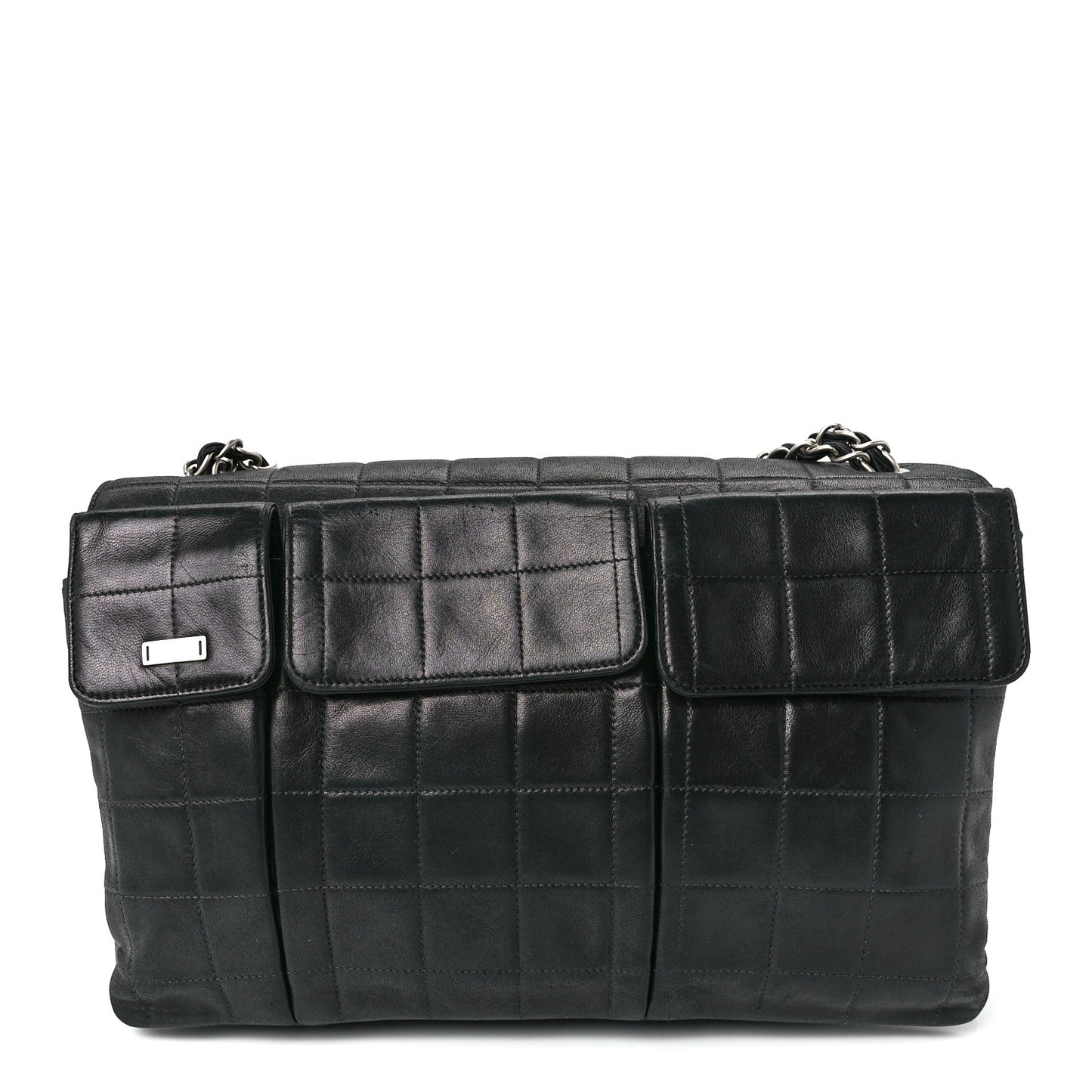 Lambskin Square Stitched Reissue Multi Pocket Flap Black