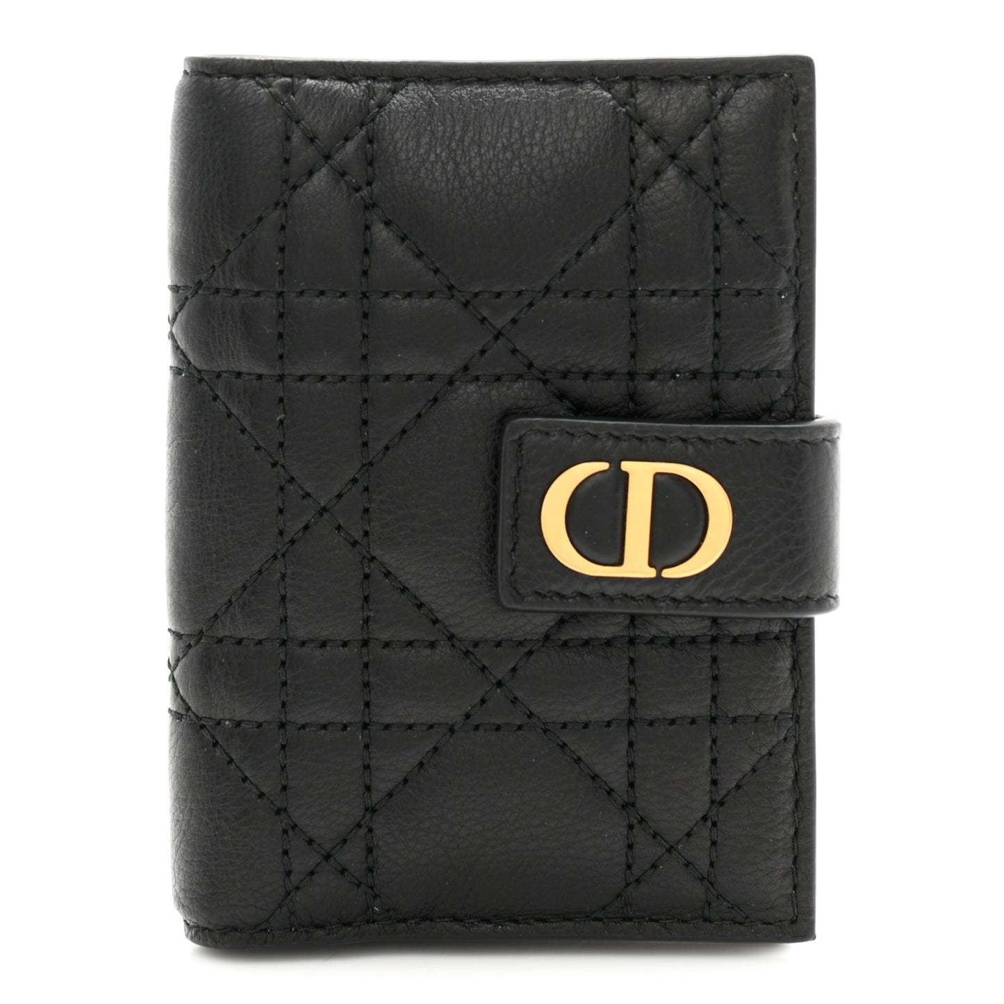 Supple Calfskin Cannage Caro Dandelion Card Holder Black