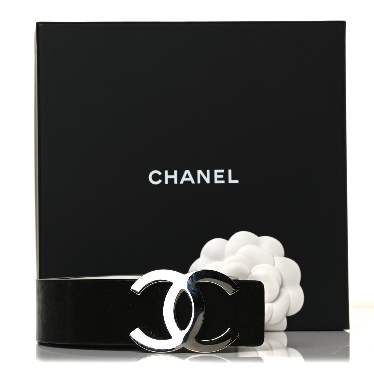Chanel Calfskin CC Reversible Belt 85 Black White 6 of 6