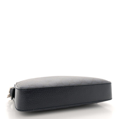 Gucci GG Supreme Monogram Textured Dollar Calfskin Web Ophidia Wristlet Shoulder Bag Blue Black Graphite Blue 4 of 13