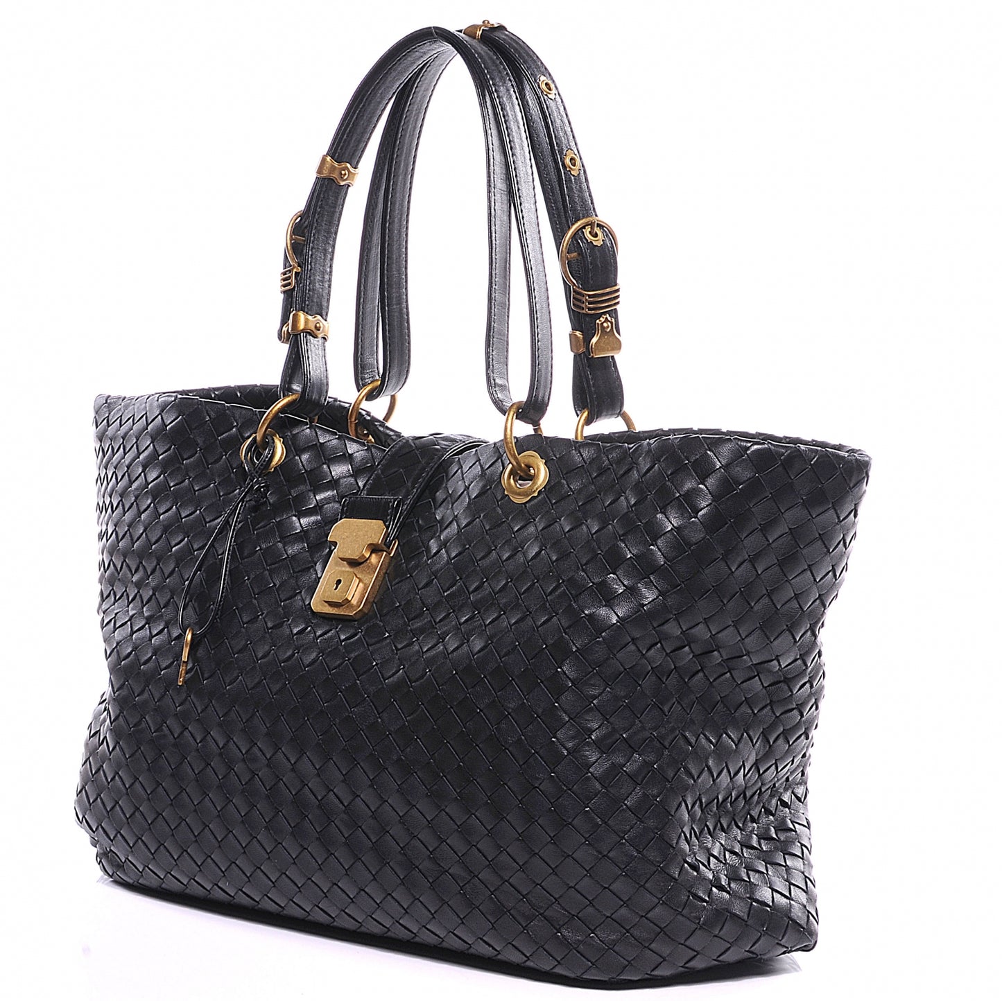 Leather Intrecciato Capri Tote Black