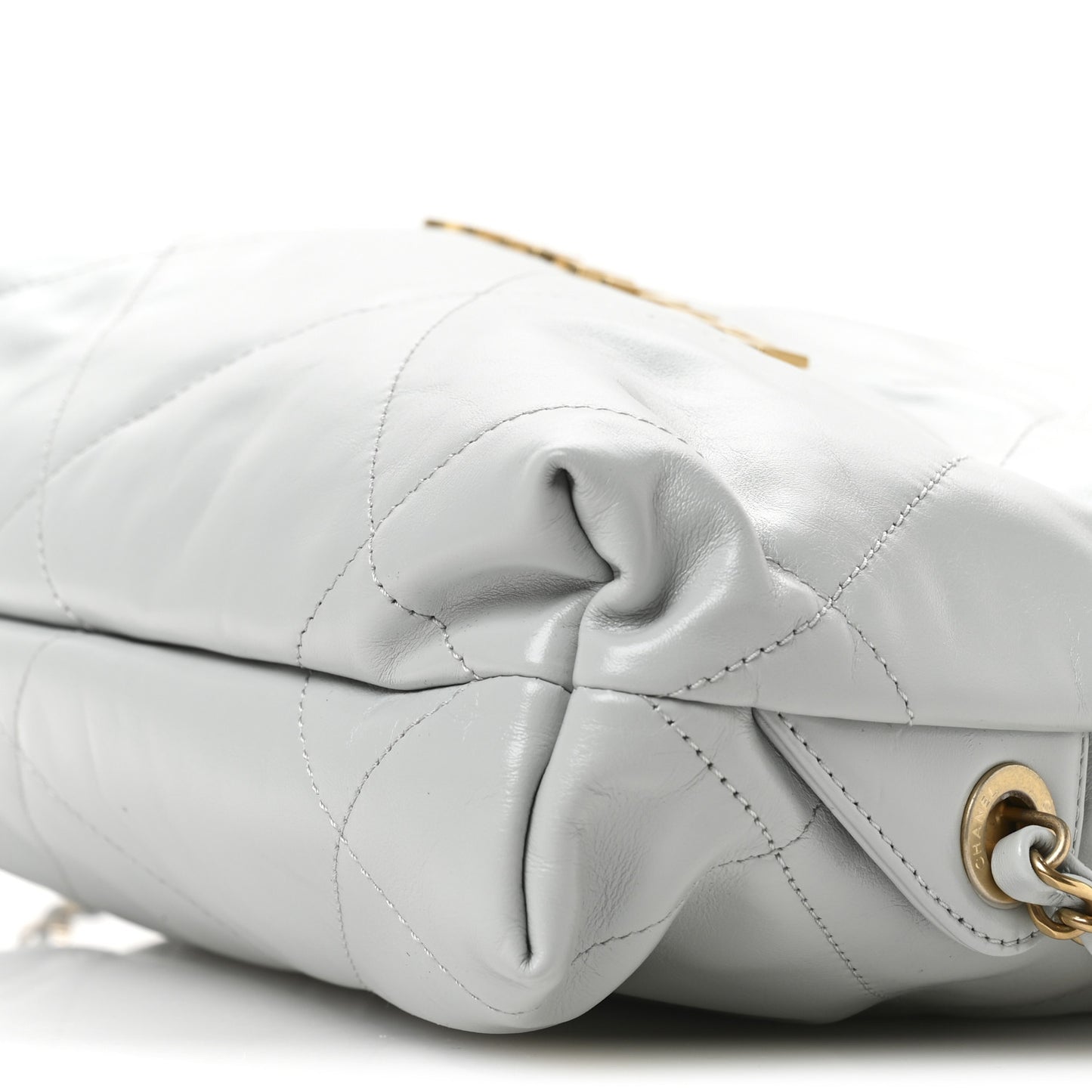Shiny Calfskin Quilted Chanel 22 Backpack Light Blue