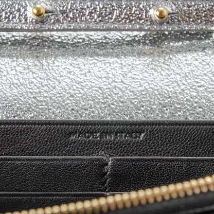 Saint Laurent Grained Metallic Calfskin Monogram Chain Wallet Argento 7 of 7
