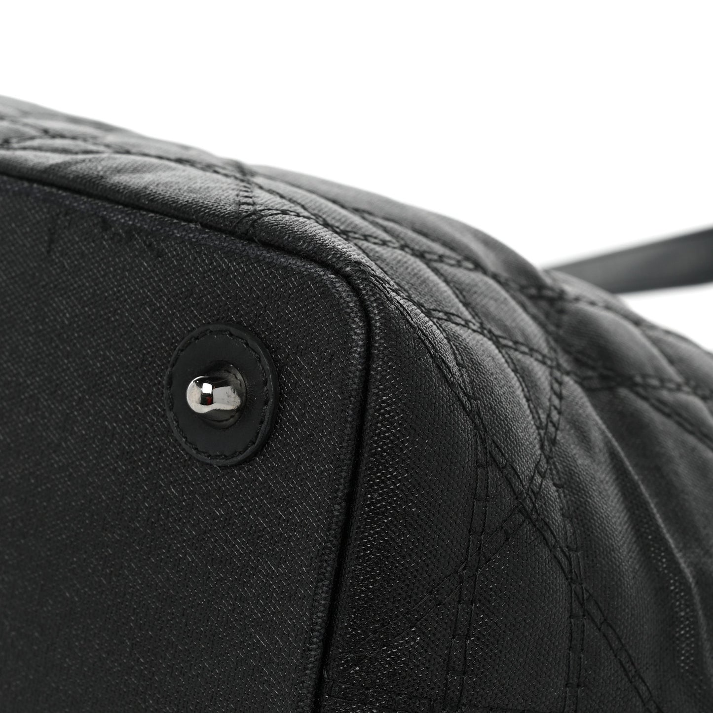 Coated Canvas Cannage Large Panarea Wood Tote Black