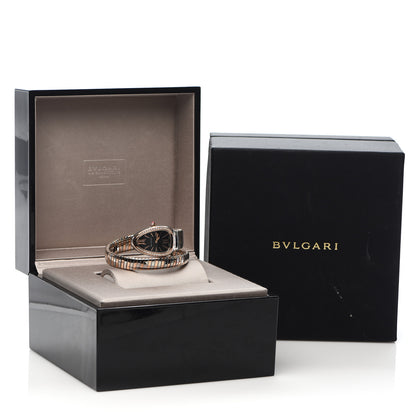 Bulgari Stainless Steel 18K Rose Gold Diamond Bezel 35mm Serpenti Tubogas Quartz Watch Black 13 of 15